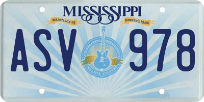 MS license plate ASV978