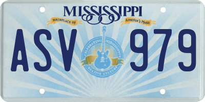 MS license plate ASV979