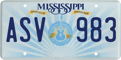MS license plate ASV983