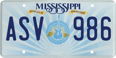 MS license plate ASV986