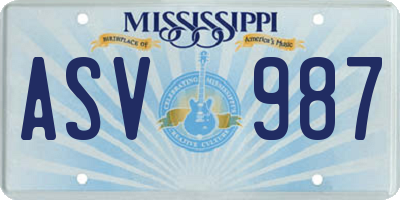 MS license plate ASV987