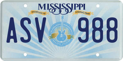 MS license plate ASV988