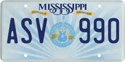 MS license plate ASV990