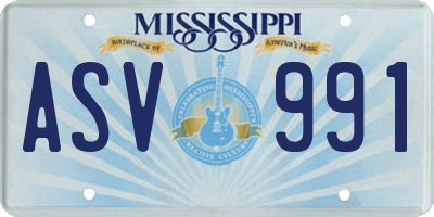 MS license plate ASV991