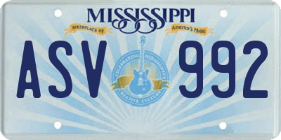 MS license plate ASV992