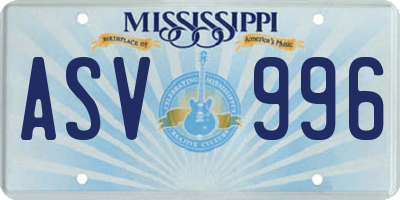 MS license plate ASV996