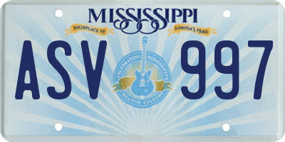 MS license plate ASV997