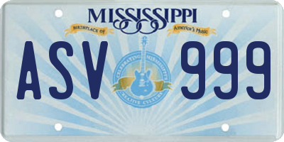 MS license plate ASV999