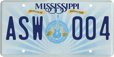 MS license plate ASW004
