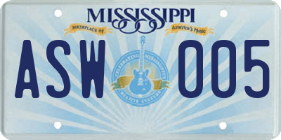 MS license plate ASW005