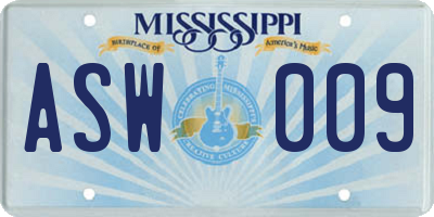 MS license plate ASW009