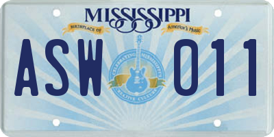 MS license plate ASW011
