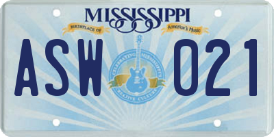 MS license plate ASW021
