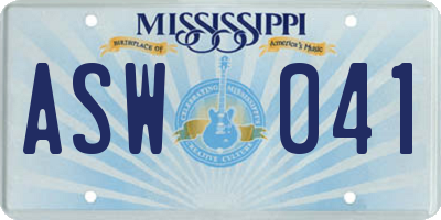 MS license plate ASW041