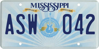 MS license plate ASW042