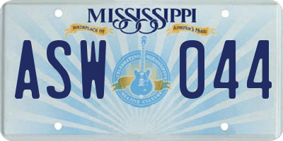 MS license plate ASW044