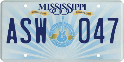 MS license plate ASW047