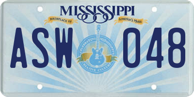 MS license plate ASW048