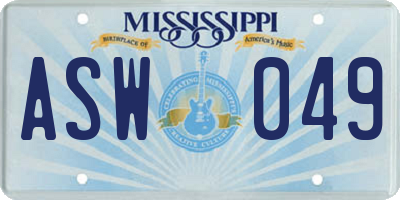 MS license plate ASW049