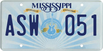 MS license plate ASW051