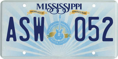 MS license plate ASW052
