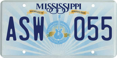 MS license plate ASW055