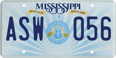 MS license plate ASW056