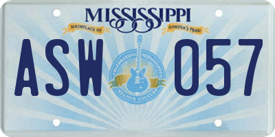 MS license plate ASW057