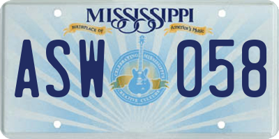 MS license plate ASW058