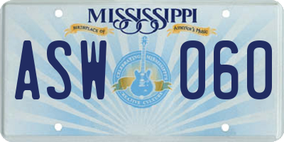 MS license plate ASW060