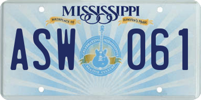 MS license plate ASW061