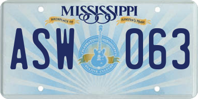 MS license plate ASW063