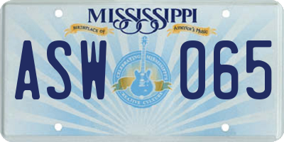 MS license plate ASW065