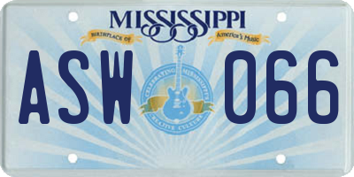 MS license plate ASW066