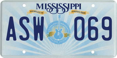 MS license plate ASW069