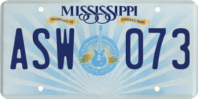 MS license plate ASW073