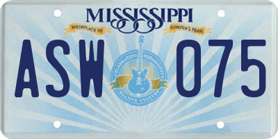 MS license plate ASW075