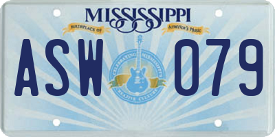 MS license plate ASW079