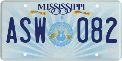 MS license plate ASW082