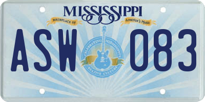 MS license plate ASW083