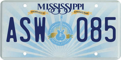MS license plate ASW085