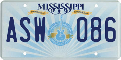 MS license plate ASW086