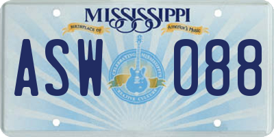 MS license plate ASW088