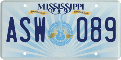 MS license plate ASW089