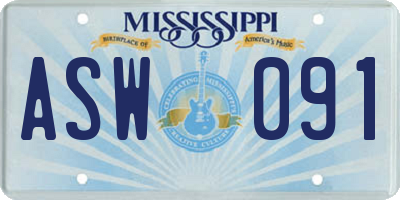 MS license plate ASW091