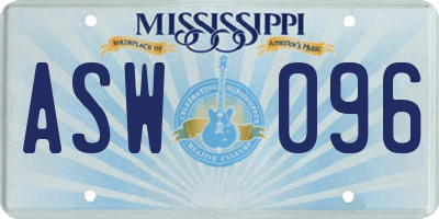 MS license plate ASW096