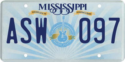 MS license plate ASW097