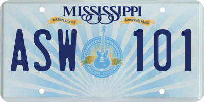 MS license plate ASW101
