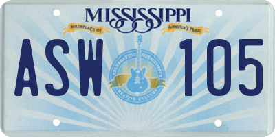 MS license plate ASW105
