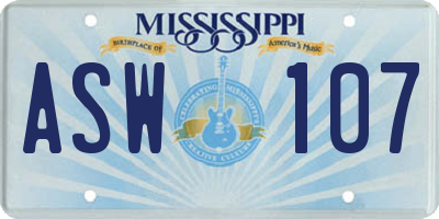 MS license plate ASW107